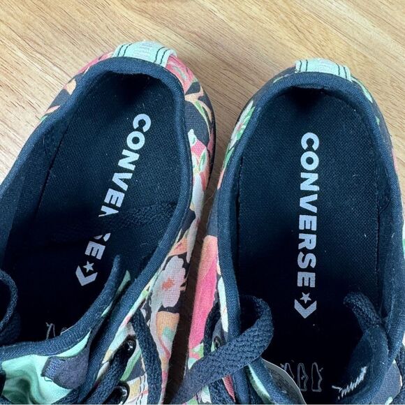 Converse Murrmiku Tropical Flower Print Low Top Sneakers Black Coral Green 7.5 - Picture 10 of 11
